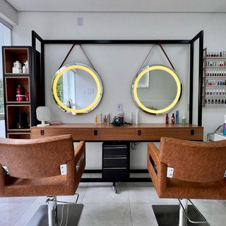 Gương treo tường tròn đèn led cảm ứng viền dây da,Gương trang điểm treo tường phong cách hiện đại