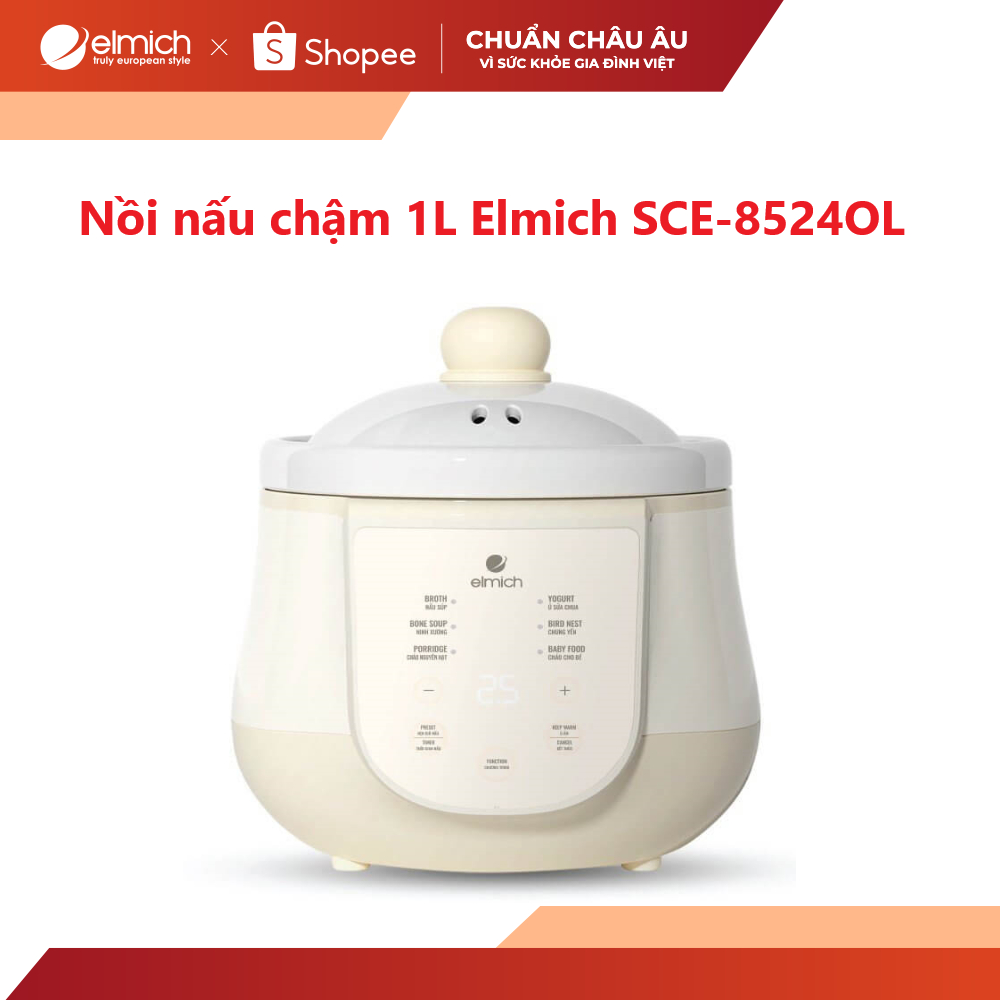[Mã ELBSJBP03 giảm 12% đơn 500K] Nồi nấu chậm sứ cao cấp Elmich SCE-8524 - 1L