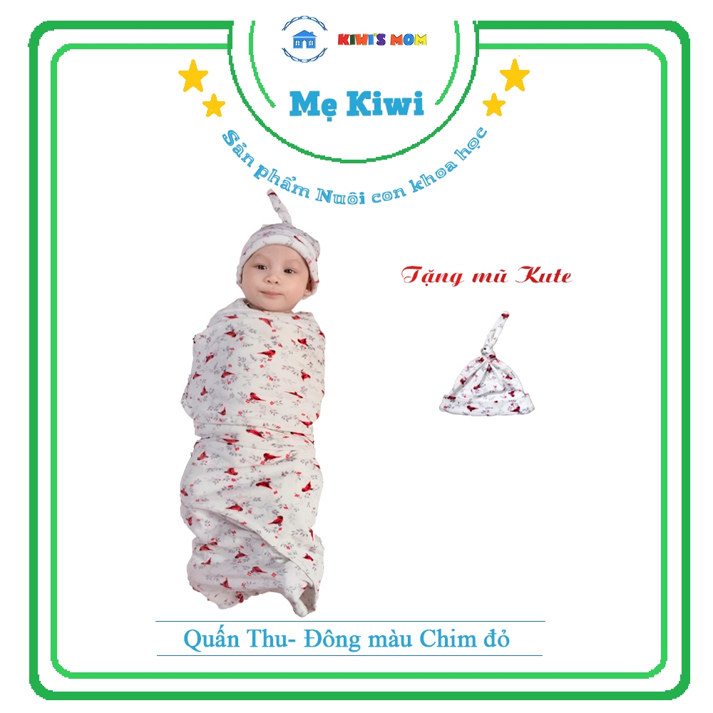 Quấn Cổ điển 100% cotton Kiwi's mom - Co giãn 4 chiều, giúp bé ngủ ngon