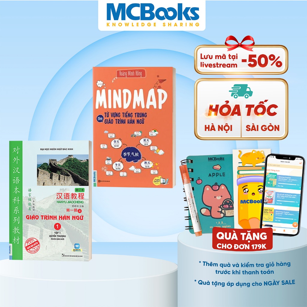 Sách Giáo trình hán ngữ 1 và Mindmap từ vựng tiếng trung theo giáo trình Hán ngữ MCBooks (Lẻ/Combo tùy chọn)