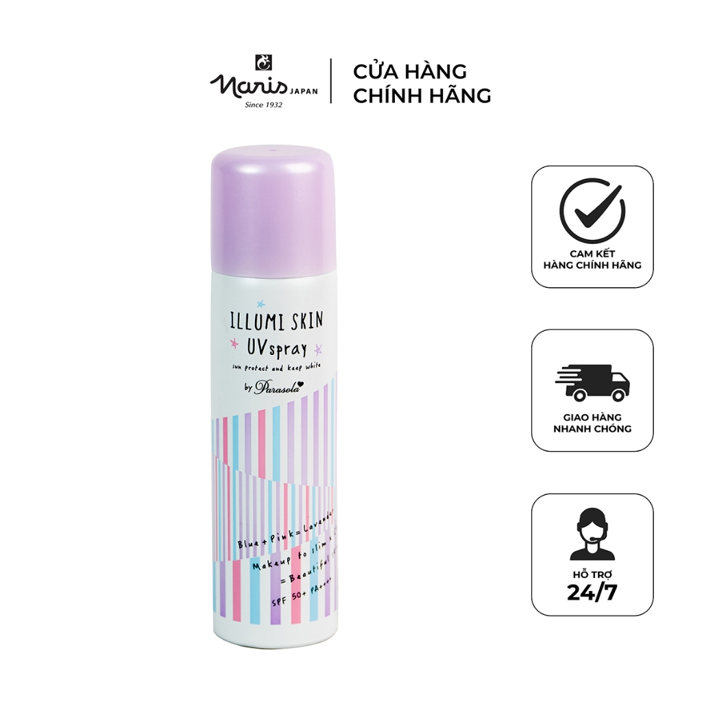 Ảnh Xịt chống nắng dưỡng da thon gọn Naris Parasola Ilumi Skin UV Spray, UV 2-sao SPF50+ PA++++ 80g 1
