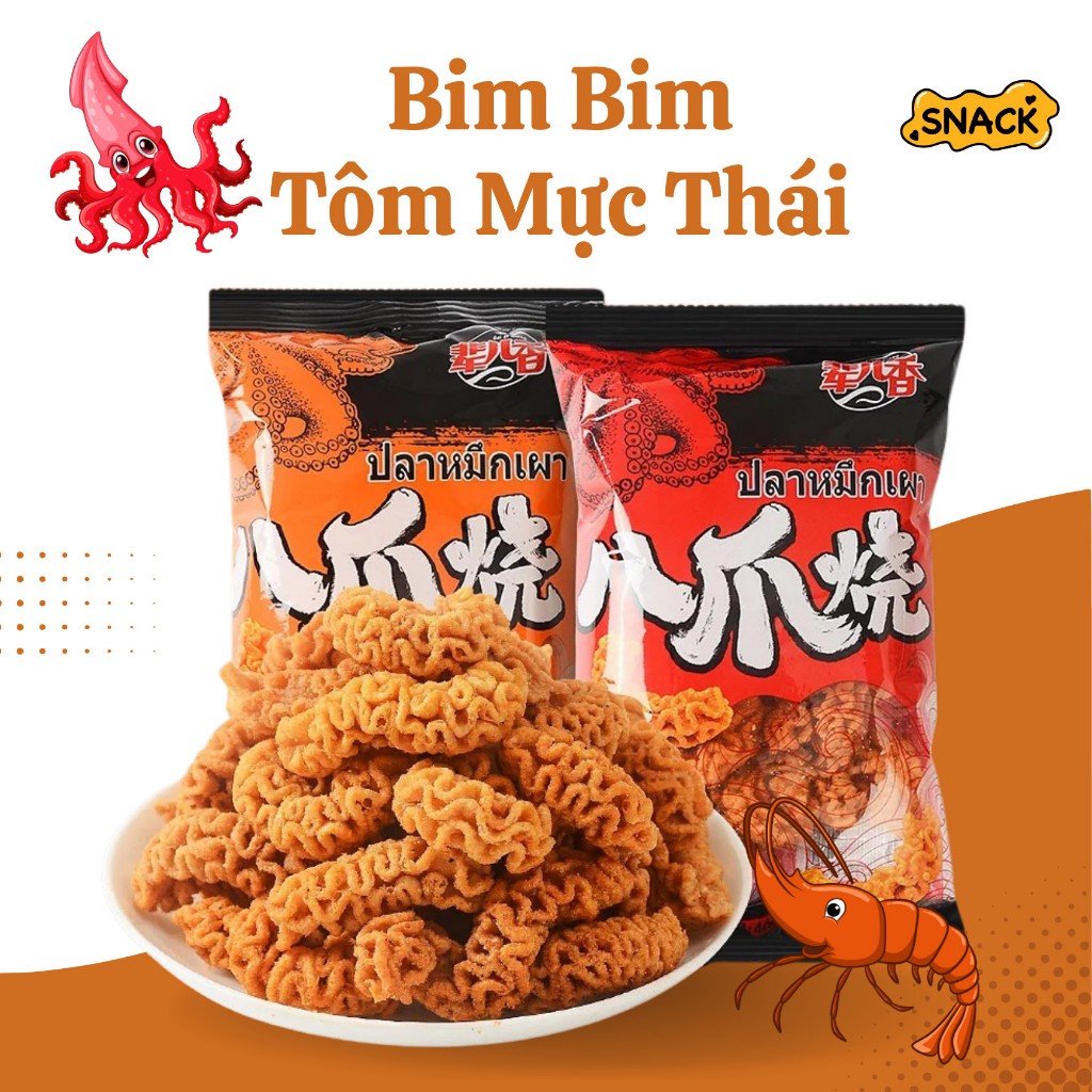 Bim bim tôm mực thái thơm ngon giòn, Đồ ăn vặt bim bim China Foods tẩm ...