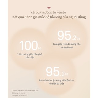 Kem nền che phủ mỏng nhẹ chống nắng SPF30 PA++ hince Second Skin Foundation 40ml