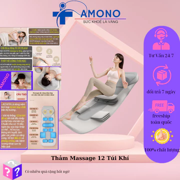 Thảm mát xa toàn thân có kèm gối thảo mộc và massage chân, đệm, gối, massage toàn thân, cổ vai gáy hồng ngoại - AMO