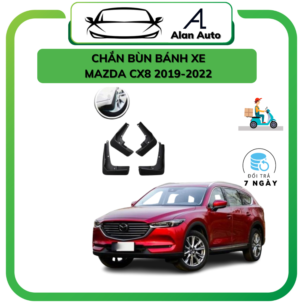 Chắn bùn bánh ô tô Mazda Cx8 2018-2022 bộ chắn bùn 4 bánh xe, Nhựa dẻo bền bỉ