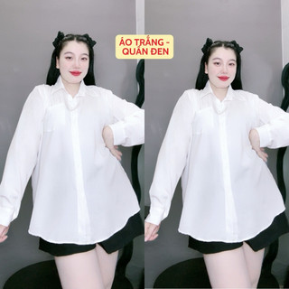 Set đồ bigsize nữ áo sơ mi tay dài dáng áo ulzzang kèm quần short chun dễ thương SET904
