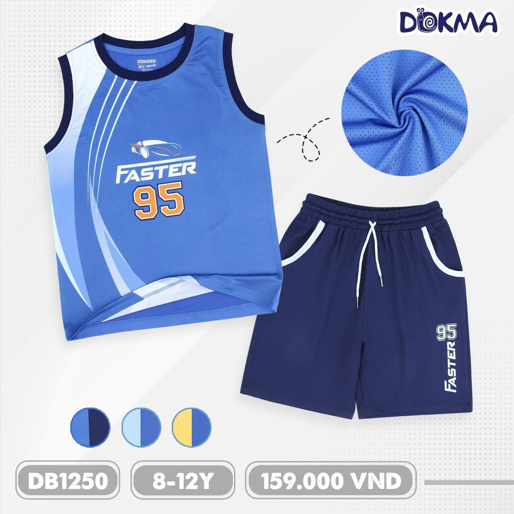 (21-38kg) Bộ ba lỗ, sát nách thể thao kids bé trai Dokma Mã DB1250 DB1558 DB2072 DB2627 DB2625