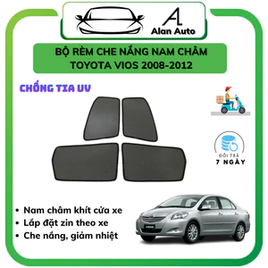 Rèm che nắng ô tô Toyota Vios 2008-2012, che nắng hút nam châm theo xe, bộ 4 cánh. Hàng tốt