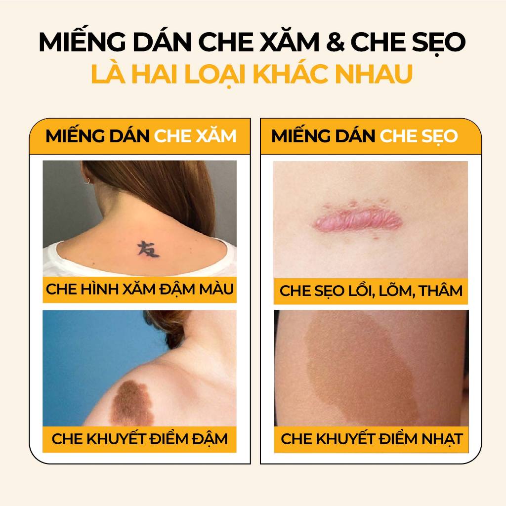 Miếng dán che sẹo hình xăm mụn khuyết điểm sẹo lồi nốt ruồi đậm màu Bellena XS2