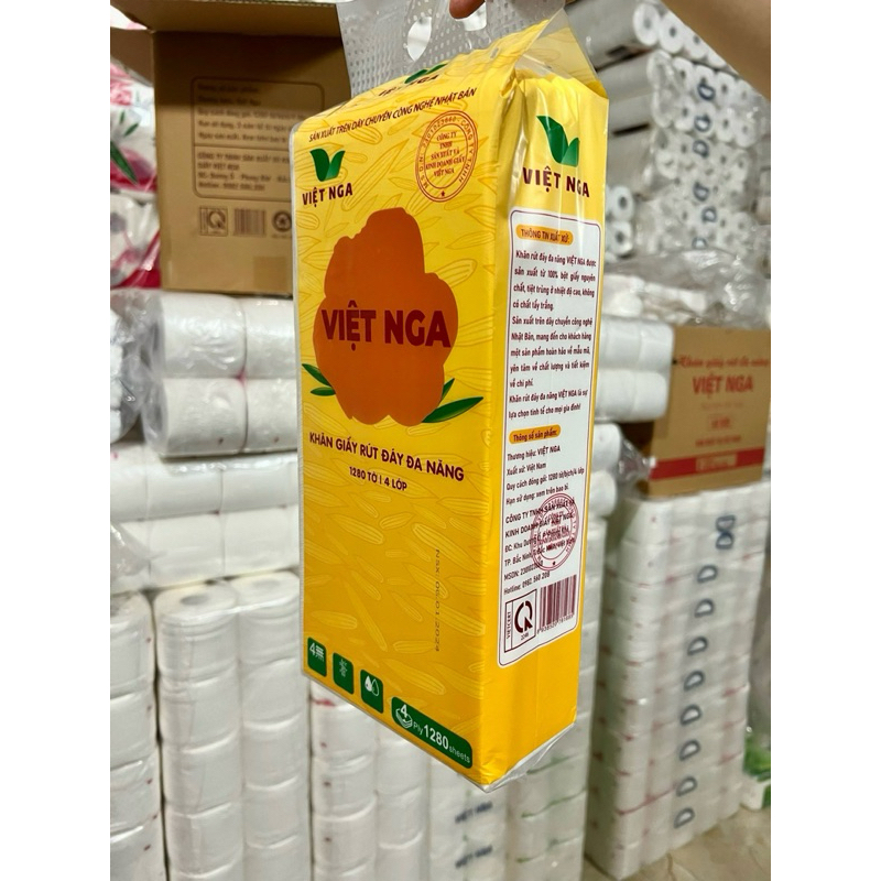 KHĂN GIẤY VỆ SINH RÚT VIỆT NGA, 1 BỊCH 1280 MIẾNG - VPP QUỐC HUY