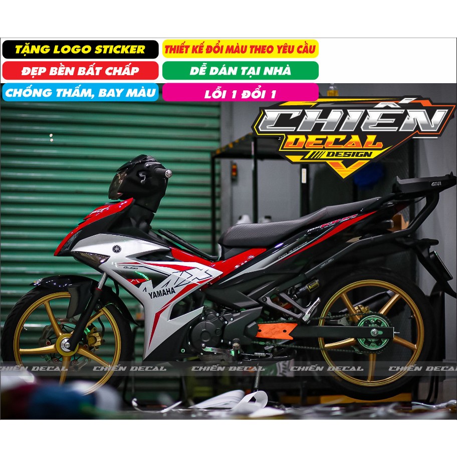 Tem rời exciter 150cc mẫu tem MX KING trắng đỏ đen(tem 3 lớp cao cấp ...