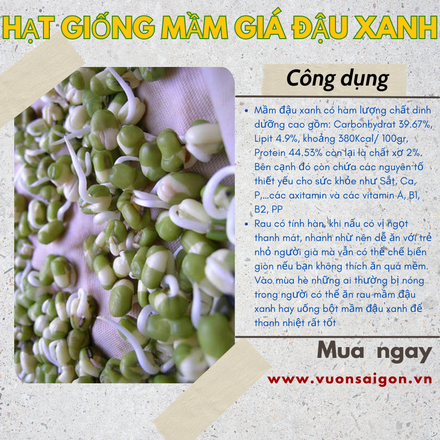 Hạt giống mầm giá đậu xanh Phú Nông 2