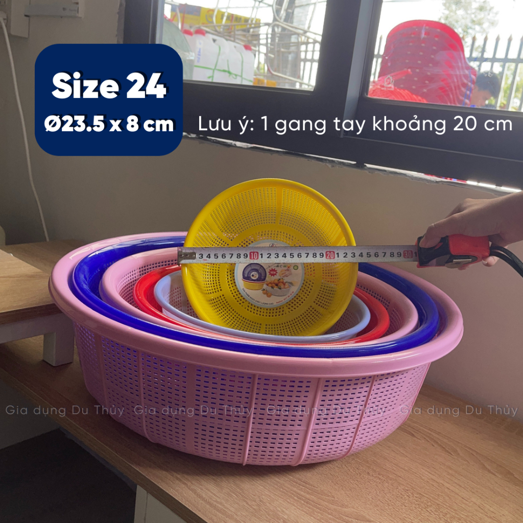 Rổ nhựa tròn lỗ nhỏ size rổ nhỏ từ 20-24-28 cm phù hợp vo gạo, đựng rau ...
