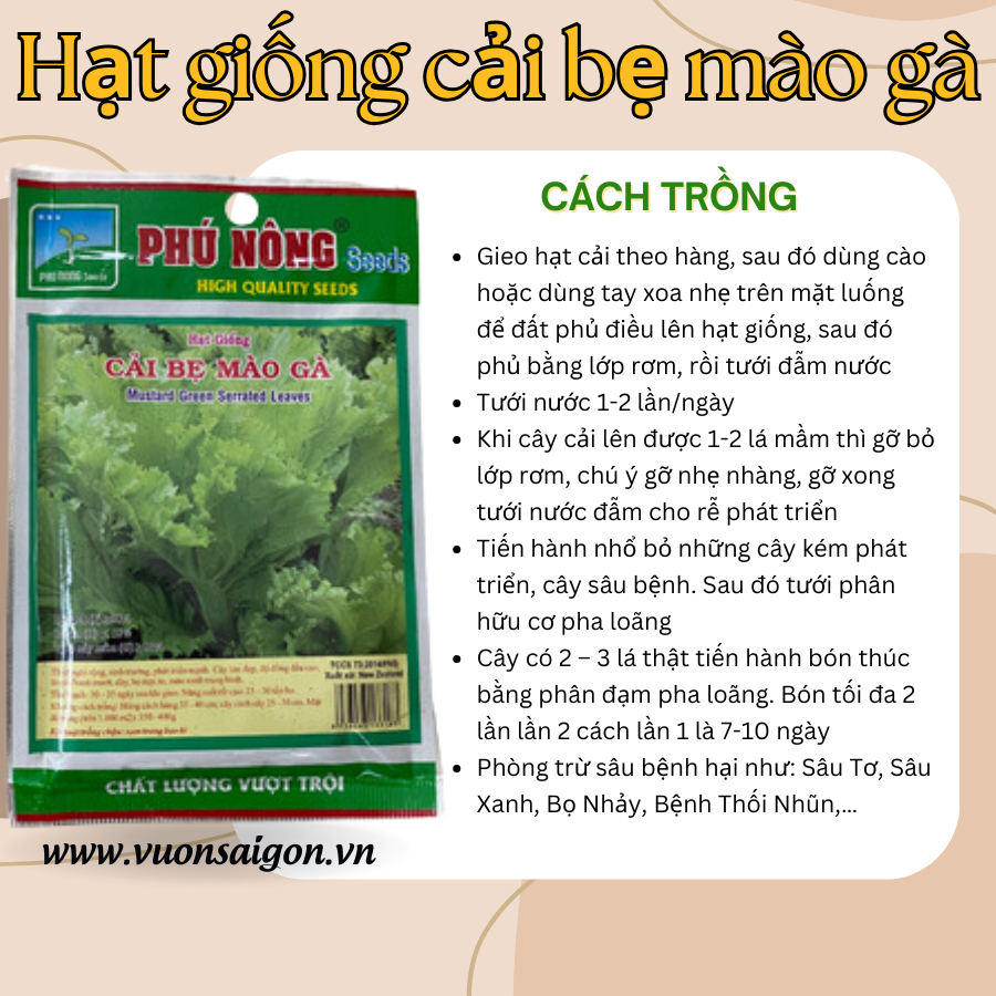 Hạt giống cải bẹ mào gà Phú Nông 3