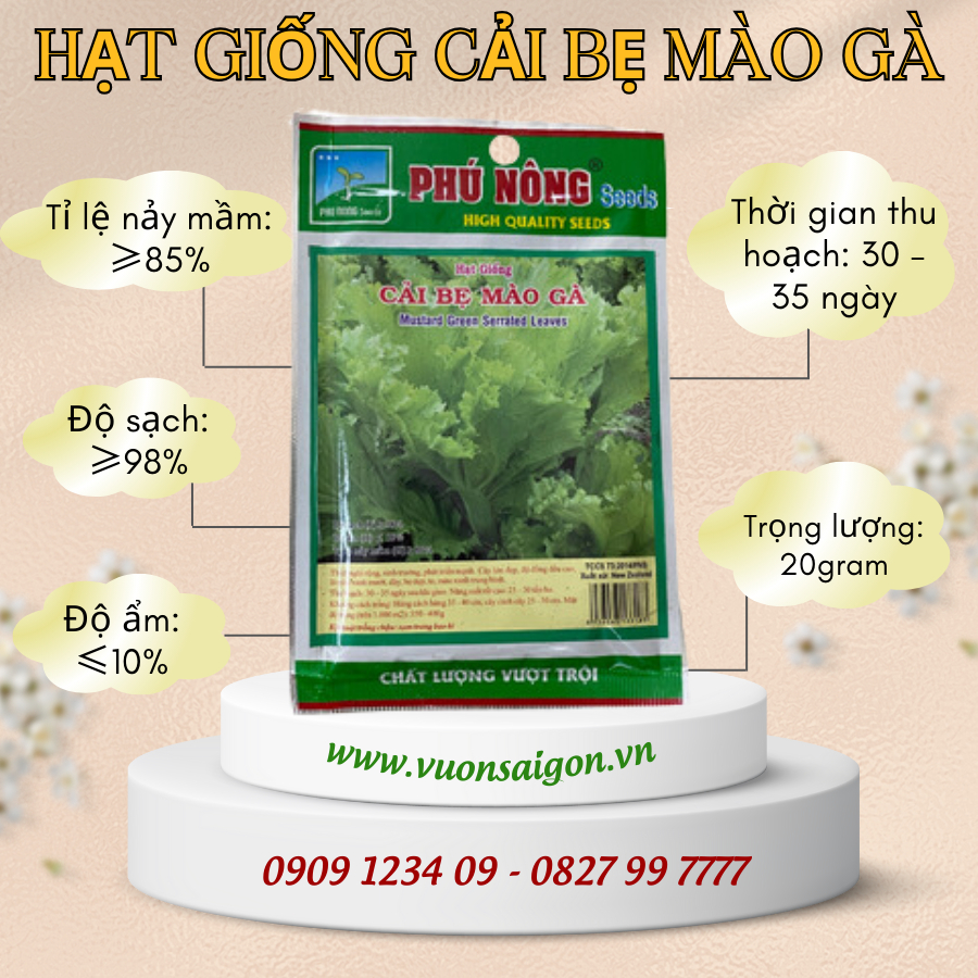 Hạt giống cải bẹ mào gà Phú Nông 2