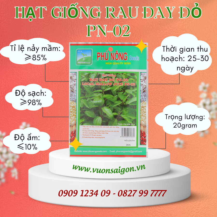 Hạt giống Rau Đay Đỏ Phú Nông | Vườn Sài Gòn