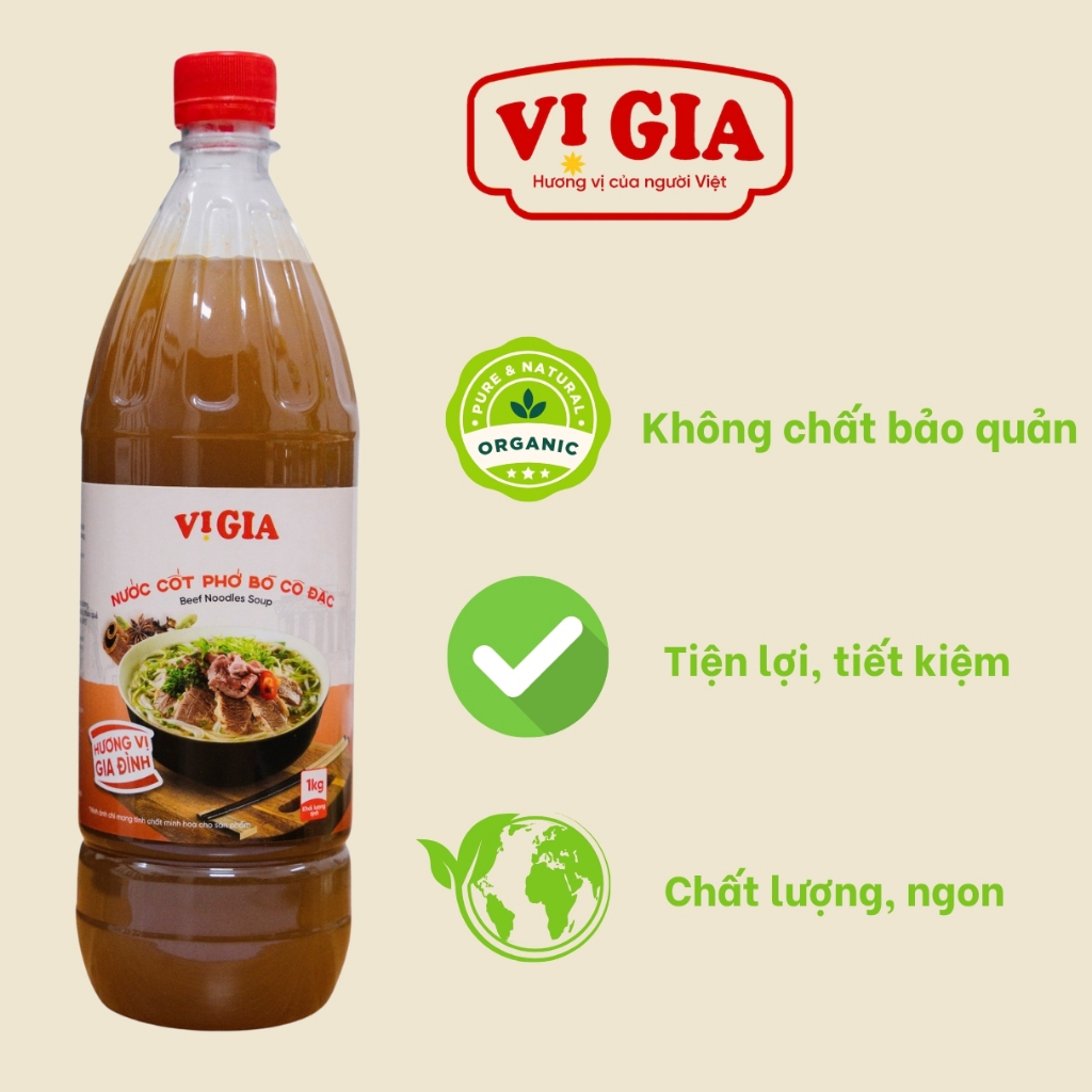 Nước Cốt Phở Bò cô đặc Vị Gia 1kg, thơm ngon chuẩn vị, an toàn, tiết ...