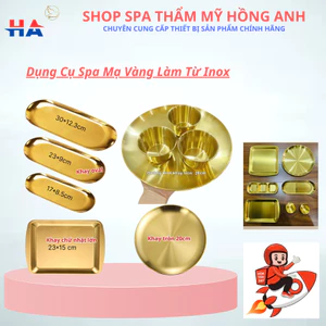 Dụng Cụ Inox Mạ Vàng Khay Inox Bát Khay Chữ Nhật, Hũ Đựng Bông Đựng Dụng Cụ. Dùng Trong Thẩm Mỹ Y Tế,