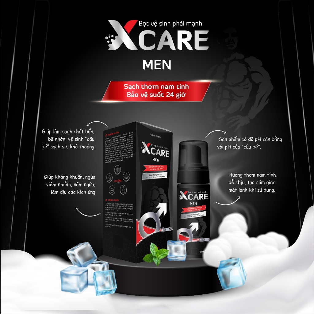 Ảnh Bọt Vệ Sinh Nam XCARE Men Hương Thơm Nam Tính, Giúp Làm Sạch, Hỗ Trợ Giảm Nấm Ngứa 100ml 3