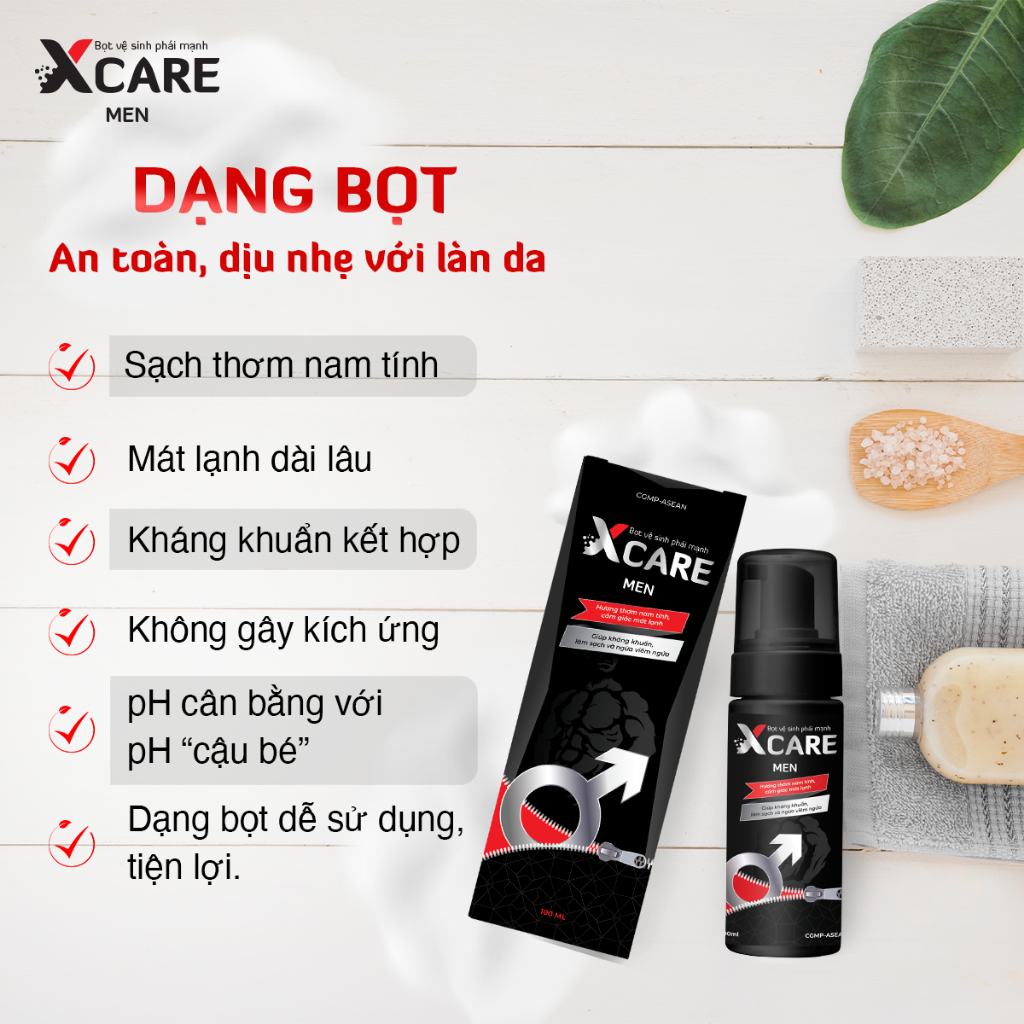 Ảnh Bọt Vệ Sinh Nam XCARE Men Hương Thơm Nam Tính, Giúp Làm Sạch, Hỗ Trợ Giảm Nấm Ngứa 100ml 4