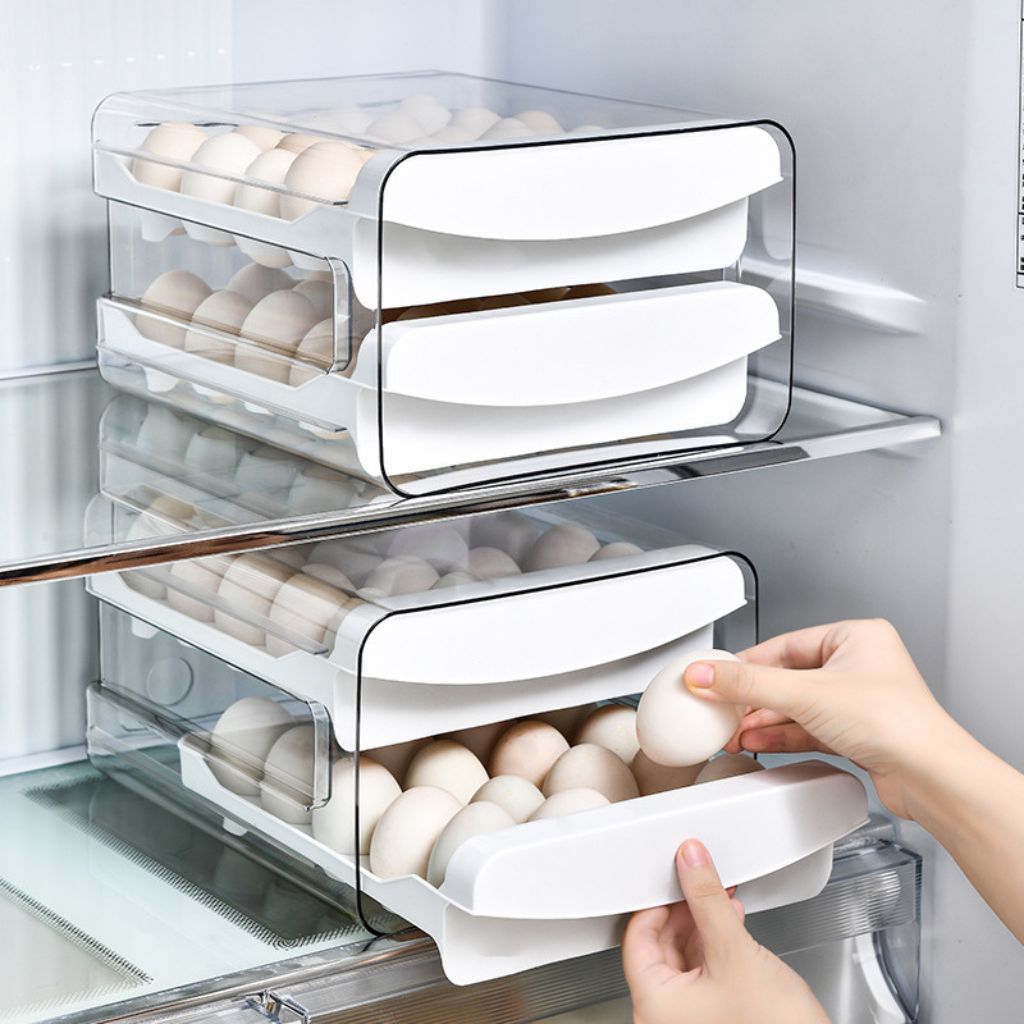 hộp đựng trứng kioto 2 tầng 32 - 40 ô Chất liệu nhựa PP và PET hộp gọn gàng ngăn lắp tiện lợi nhựa bền đẹp