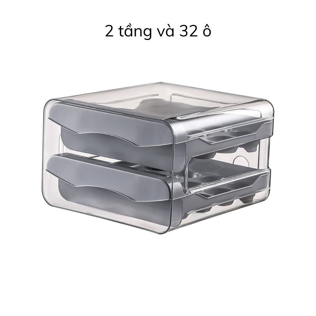 hộp đựng trứng kioto 2 tầng 32 - 40 ô Chất liệu nhựa PP và PET hộp gọn gàng ngăn lắp tiện lợi nhựa bền đẹp