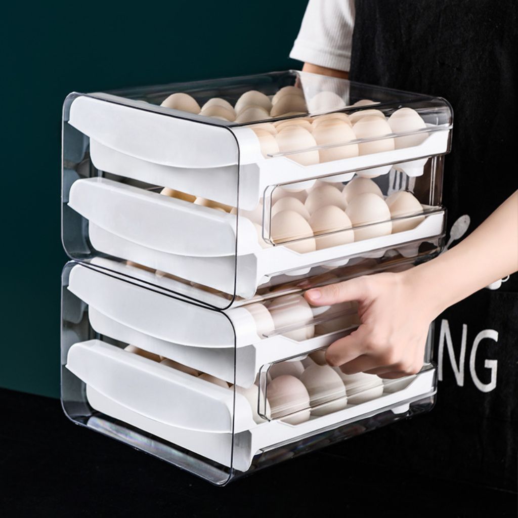 hộp đựng trứng kioto 2 tầng 32 - 40 ô Chất liệu nhựa PP và PET hộp gọn gàng ngăn lắp tiện lợi nhựa bền đẹp