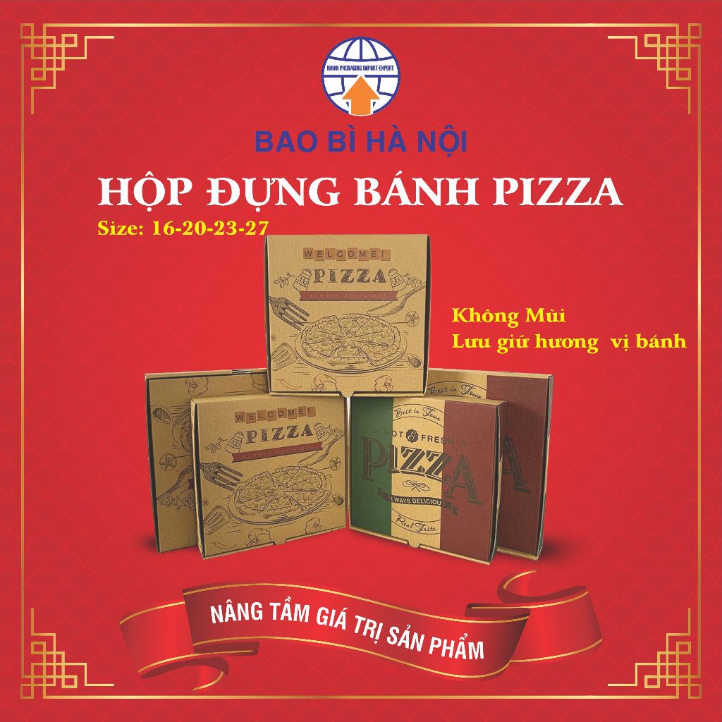 Hộp đựng bánh Pizza ⚡ RẺ NHẤT ⚡ Hộp pizza ín sẵn các màu cực đẹp, chất ...