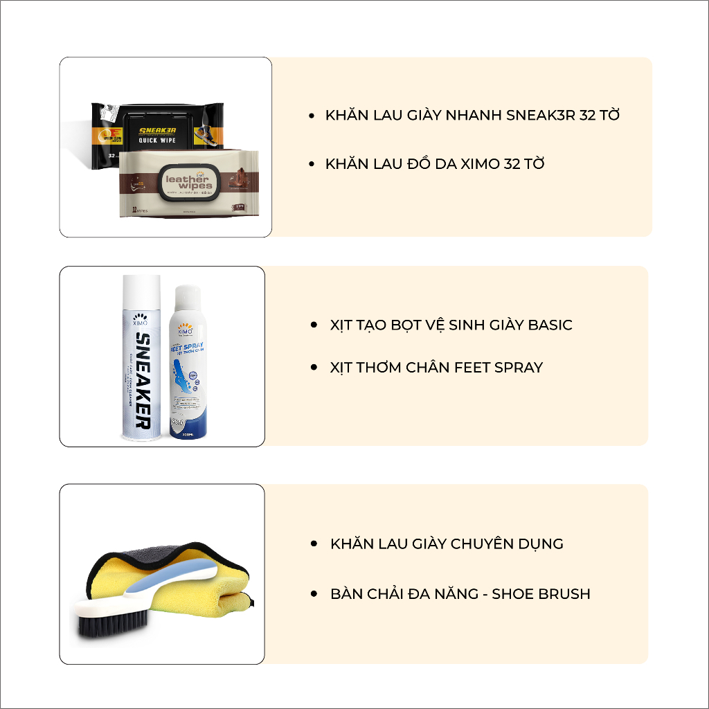Ảnh Bộ chăm sóc giày chuyên sâu XIMO SHOE CARE giúp vệ sinh và làm sạch giày tiện lợi 3