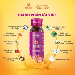 Combo 5 hộp Nước nấm Đông Trùng Hạ Thảo Hector Collagen Plus 50 chai