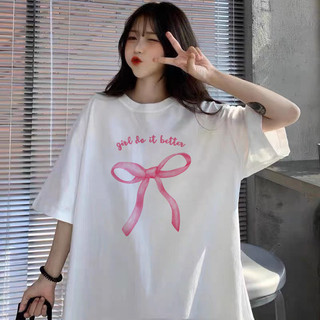 Áo phông nữ tay lỡ unisex in hình Nơ Hồng, Áo thun nam nữ form rộng mặc cặp, nhóm phong cách ulzzang