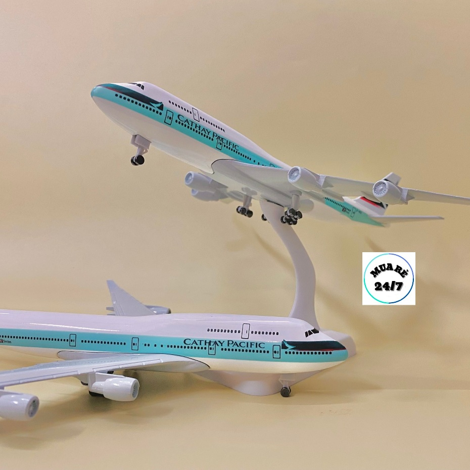 Máy Bay Mô Hình 20CM "Cathay Pacific" Kim Loại Cao Cấp Tỉ Lệ 1:400 Có Bánh Xe + Đế Trưng Bày