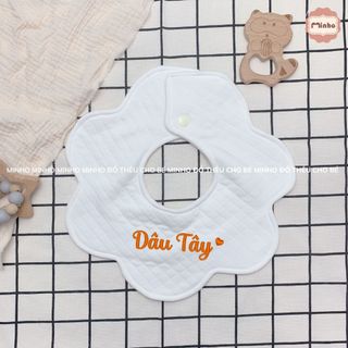Yếm trần bông thêu tên cho bé sơ sinh đến 3 tuổi, chất liệu cotton an toàn. Yếm giữ ấm cổ cho bé