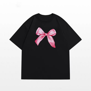Áo phông nữ tay lỡ unisex in hình Nơ Hồng, Áo thun nam nữ form rộng mặc cặp, nhóm phong cách ulzzang