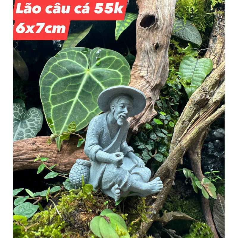 Tượng ông lão câu cá bằng bột đá trang trí non bộ, tiểu cảnh