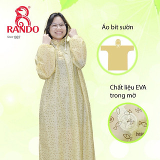 Áo Mưa Bít 1 Người EVA, RANDO, Họa Tiết Gấu Và Cá, Nhựa Thân Thiện Môi Trường, Không Thấm Nước