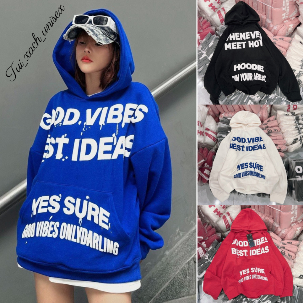 Áo Hoodie Chống Nắng Nữ Nam GOOD VIBES IN NỔI phong cách đường phố cực chất, hàng nỉ bông giữ form không xù - unise SSL