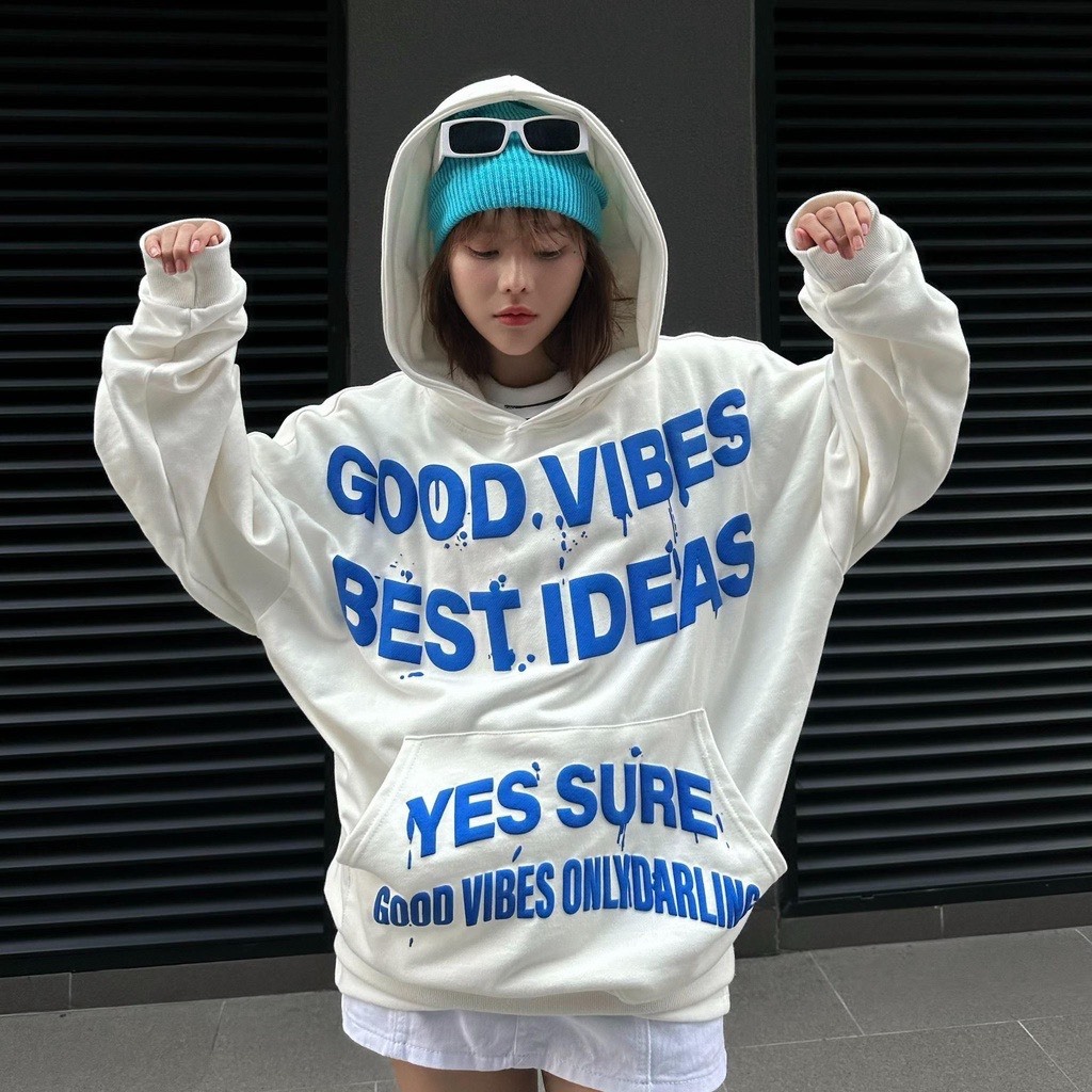 Áo Hoodie Chống Nắng Nữ Nam GOOD VIBES IN NỔI phong cách đường phố cực chất, hàng nỉ bông giữ form không xù - unise SSL