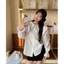 Pháp Retro Cổ Búp Bê Tay Phồng Áo Sơ Mi Mùa Xuân