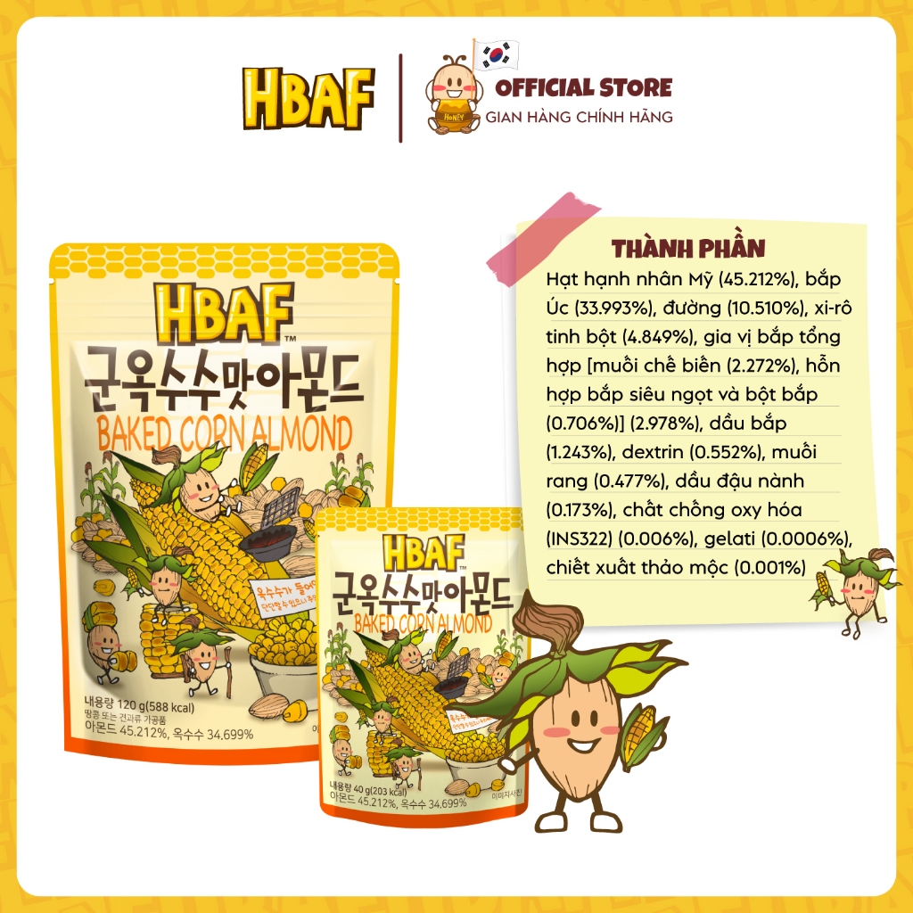 🔥[HOT ĐƠN 150k Tặng 1 gói Sachi PV/Sachi NG/Gumi] 🔥Hạt Hạnh Nhân Tẩm Vị HBAF Hàn Quốc 40G Nhiều Vị Ăn Vặt Tiện Lợi