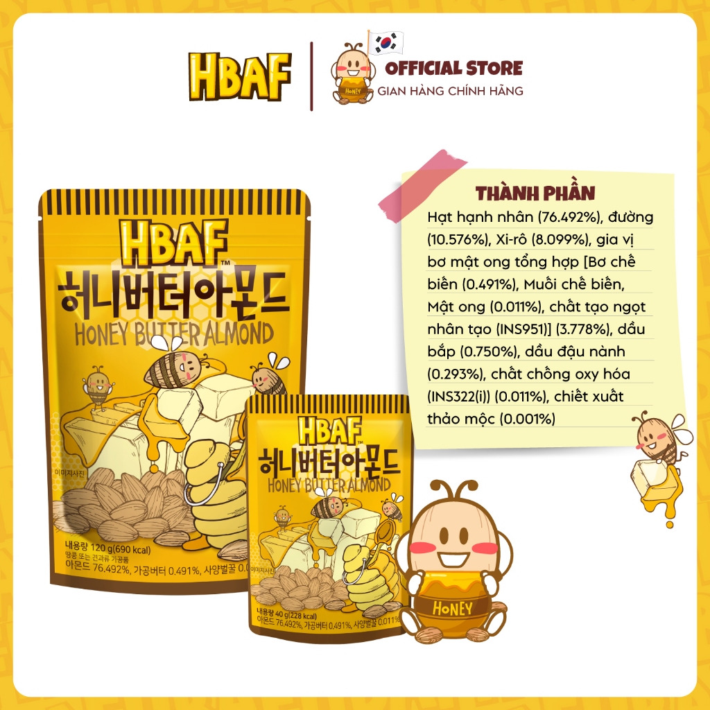 🔥[HOT ĐƠN 150k Tặng 1 gói Sachi PV/Sachi NG/Gumi] 🔥Hạt Hạnh Nhân Tẩm Vị HBAF Hàn Quốc 40G Nhiều Vị Ăn Vặt Tiện Lợi