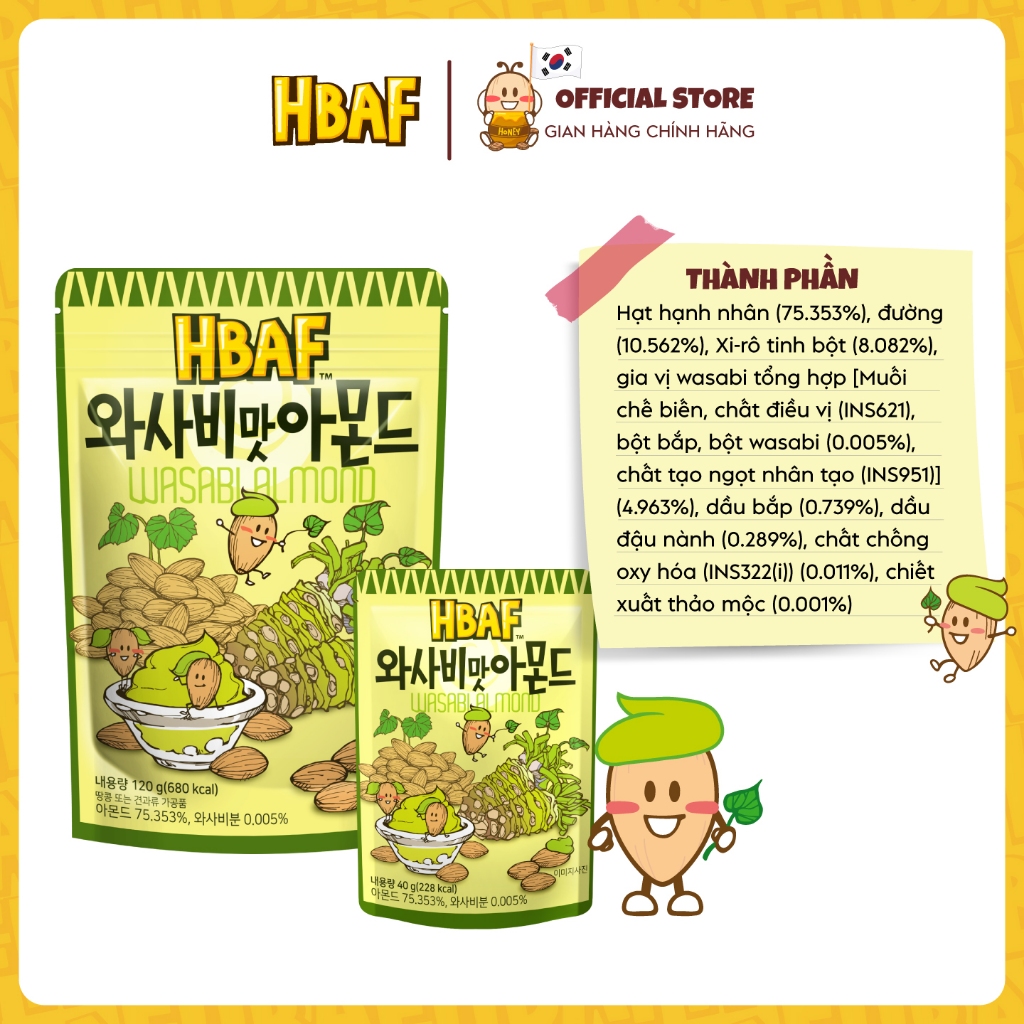🔥[HOT ĐƠN 150k Tặng 1 gói Sachi PV/Sachi NG/Gumi] 🔥Hạt Hạnh Nhân Tẩm Vị HBAF Hàn Quốc 40G Nhiều Vị Ăn Vặt Tiện Lợi