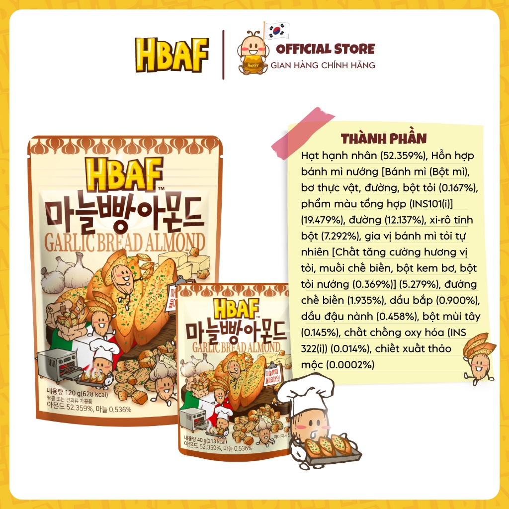 🔥[HOT ĐƠN 150k Tặng 1 gói Sachi PV/Sachi NG/Gumi] 🔥Hạt Hạnh Nhân Tẩm Vị HBAF Hàn Quốc 40G Nhiều Vị Ăn Vặt Tiện Lợi