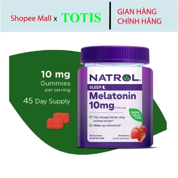Kẹo ngủ Natrol Melatonin Gummies hỗ trợ giấc ngủ 10mg 90v