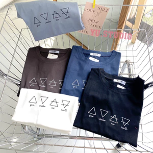 Áo thun 3158 chất cotton khô form rộng tay lỡ mẫu Hình Tam Giác