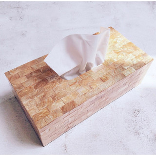 Hộp giấy ăn khảm trai cao cấp màu Vàng Gold