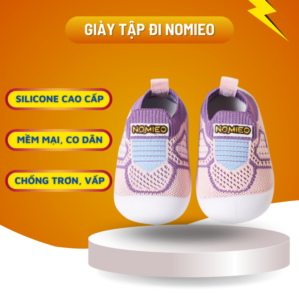 Giày tập đi cổ ngắn Nomieo chống trơn trượt cao cấp cho bé
