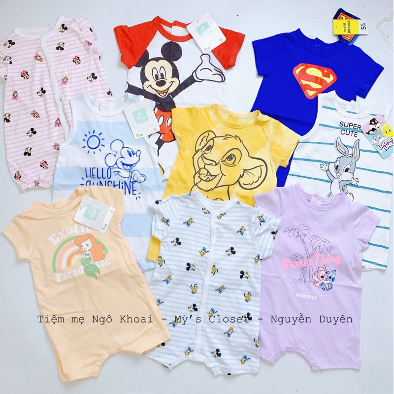 [MD89]❤️12/18-18/24M DISNEY.BABY❤️ Romper/body đùi cotton organic cho bé