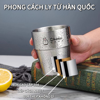 Ly inox 304 ngấn Cốc Uống Bia Bằng Chubby Chef Hai Lớp Họa Tiết Kim Cương đơn giản, sang trọng và an toàn cho sức khỏe