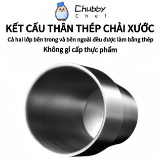 Ly inox 304 ngấn Cốc Uống Bia Bằng Chubby Chef Hai Lớp Họa Tiết Kim Cương đơn giản, sang trọng và an toàn cho sức khỏe